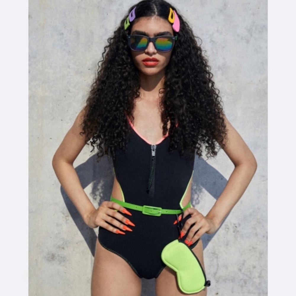 Zara Black and Pink One Piece‎ Swimwear